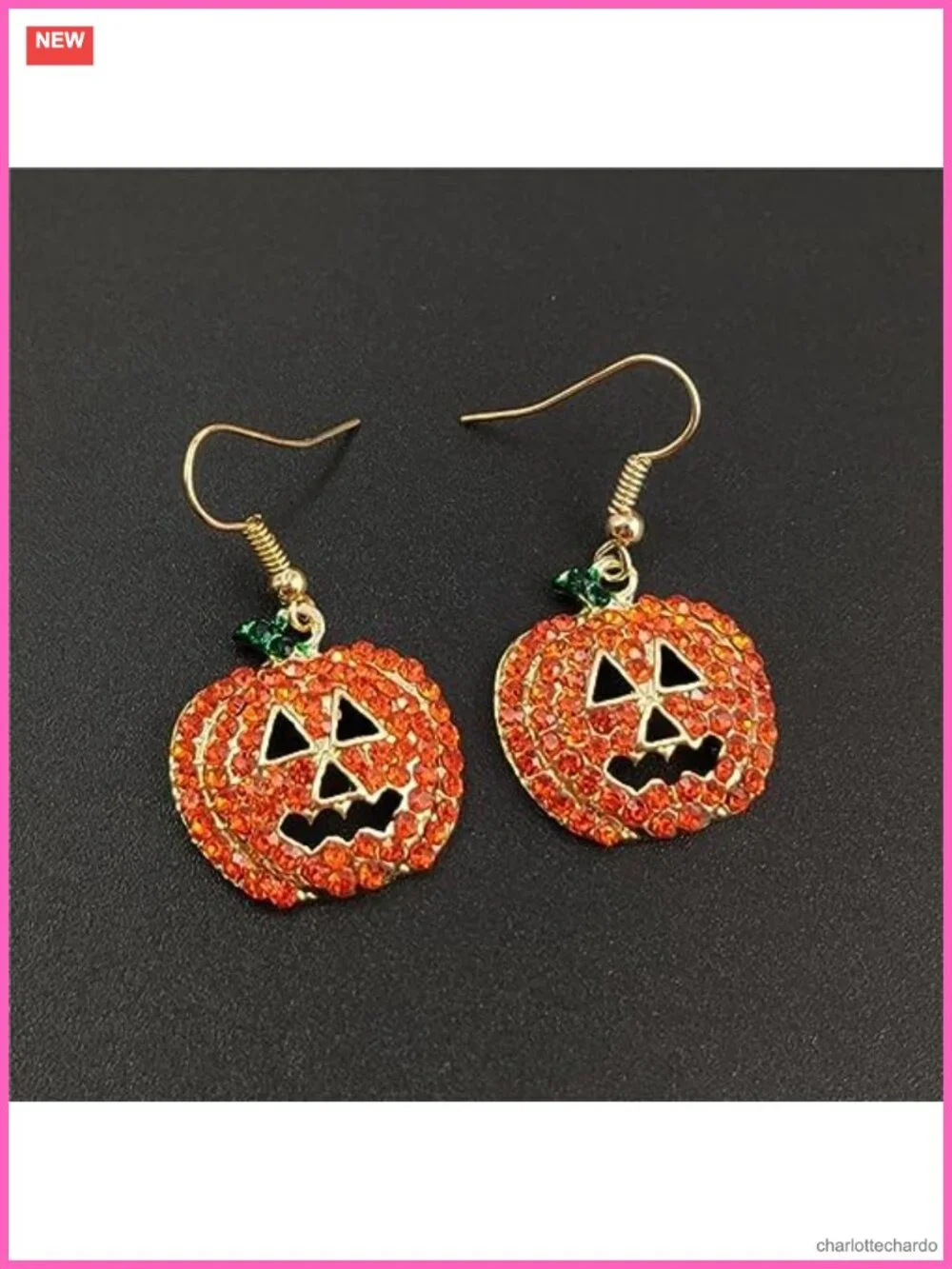 Crystal Pumpkin Drop Earrings Halloween Jewelry Zinc French Wire